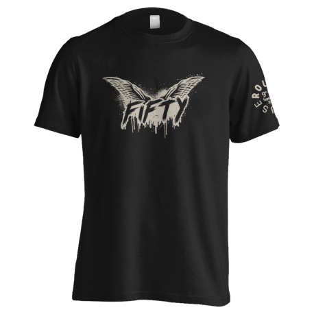 FIFTY (natural on black) t-shirt