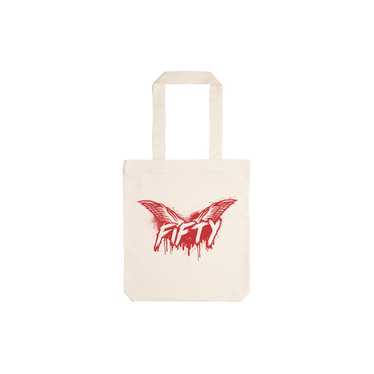 FIFTY (red on natural) tote bag